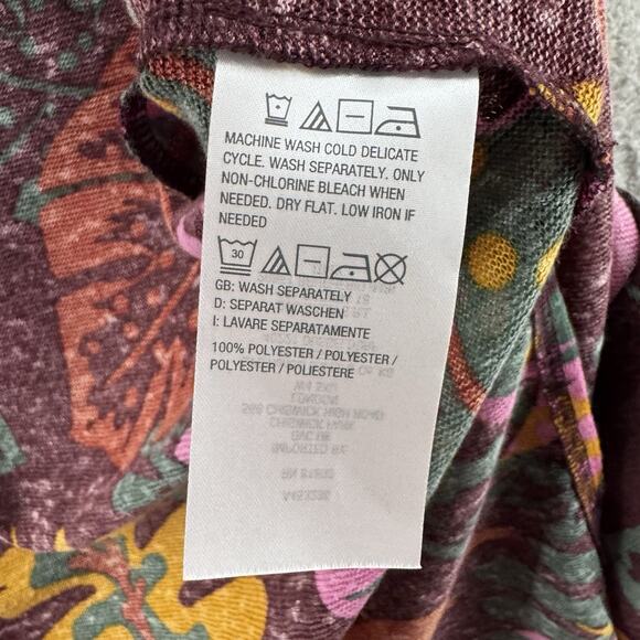 GILI Cardigan Women XXS Burgundy Floral Long Open Front Long Sleeve Boho Art - Picture 12 of 13